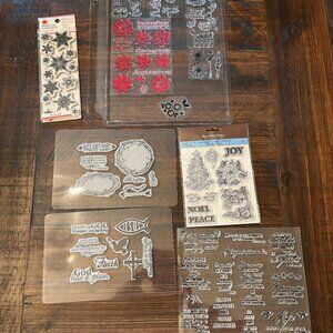 Mixed Lot of Rubber Clear Cling Stamps ~ Christmas ~ Religious